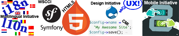 Story header graphic logos associated with the Drupal 8 initiatives