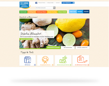 Screenshot of the Nestlé Ernährungsstudio website