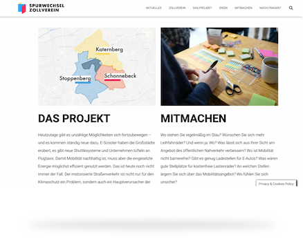 Screenshot of the Spurwechsel Zollverein website