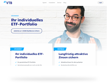 Screenshot of the VTB Direkt website