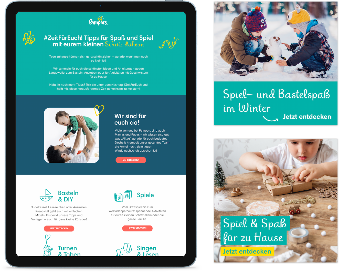 Advertising and mobile screen for Pampers