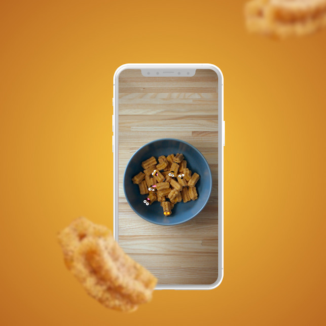 A smartphone showing the picture of a bowl of Nestlé cereal