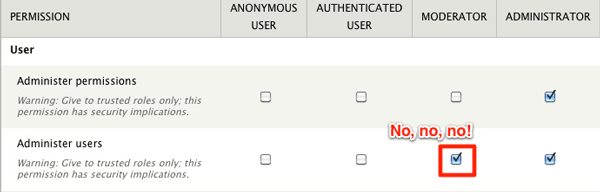 Drupal’s “administer users” permission