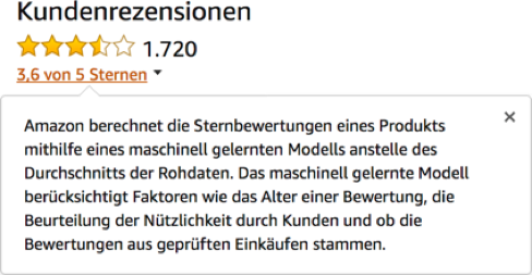 Amazon.de star ratings based on the machine learning model