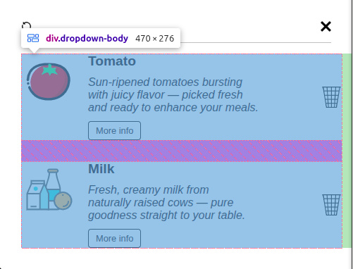 The width is not correct if there is only one element in the scrollable content