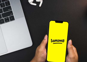 lemon8 app opened on a phone, next to a laptop